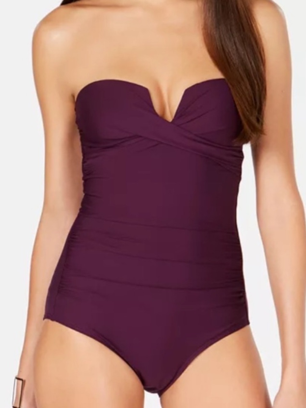 Calvin Klein Size 8 Bandeau Twist One Piece Swimsuit NWT Purple